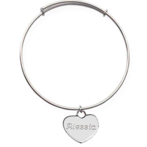 Braccialetto a cerchio con cuore pendente in argento 925