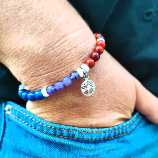 Bracciale 7 Chakra con pietre e albero della vita