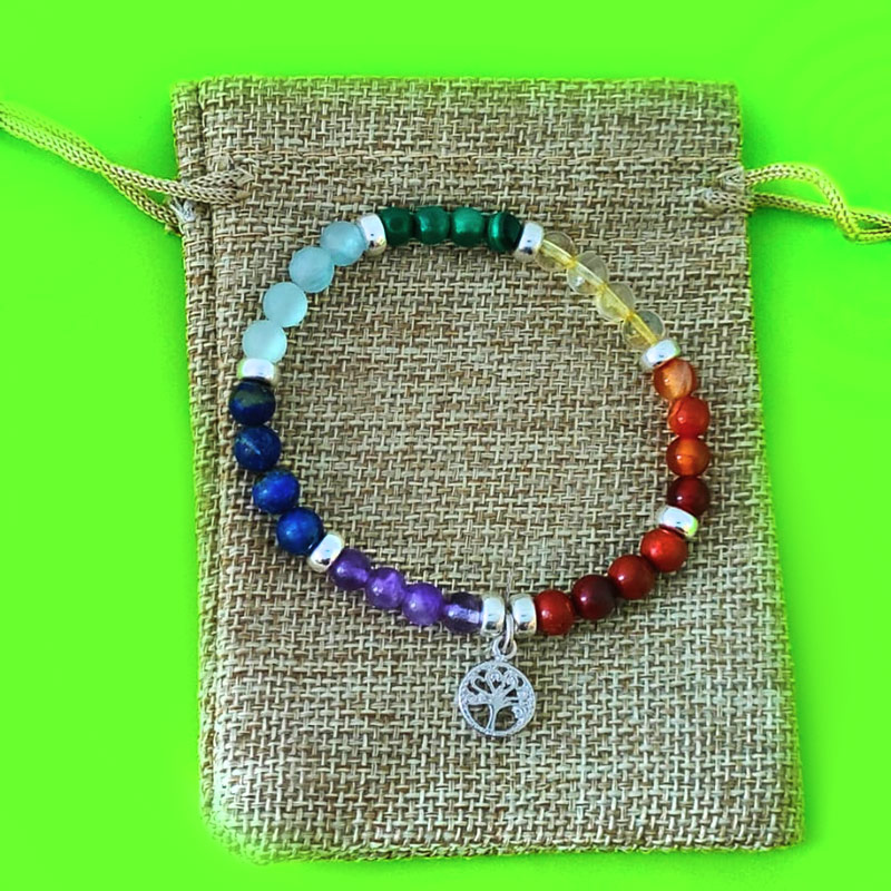 Bracciale 7 Chakra Con Pietre E Albero Della Vita - Flores Gioielli