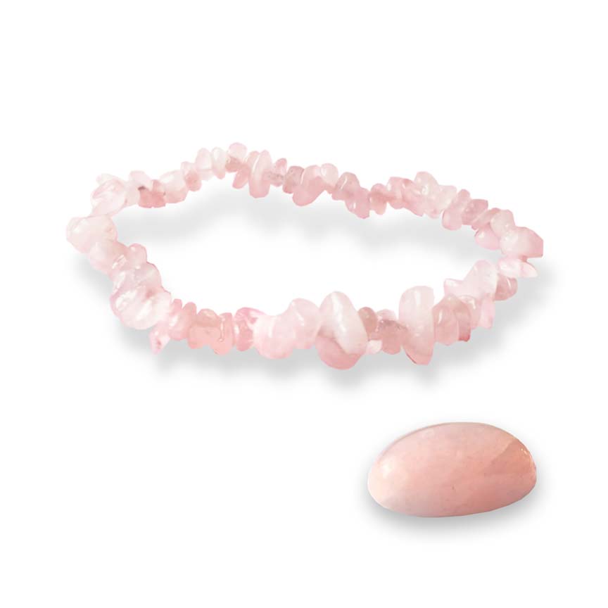 Bracciale Con Quarzo Rosa E Pietra Burattata - Flores Gioielli