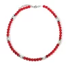 Collana Choker in argento e corallo