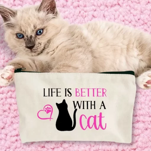 Pochette bianca Life is Better with a Cat