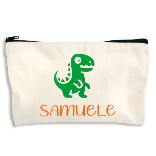 Astuccio per la scuola personalizzato con nome e disegno dinosauro