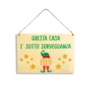 Targa in legno Elfo di Babbo Natale