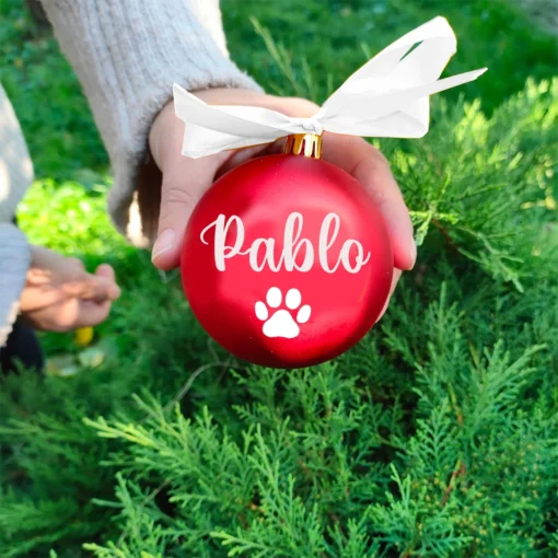 Pallina di Natale con Nome del tuo cucciolo e zampetta