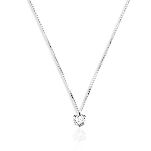 Collana punto luce in argento con pietra a cuore